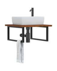 Étagère de vasque murale acier et bois de chêne massif | Mobilier & Déco