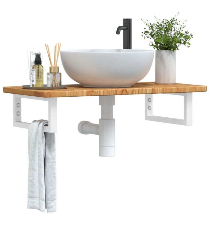 Étagère de vasque murale acier et bois de chêne massif | Mobilier & Déco