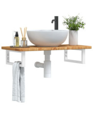 Étagère de vasque murale acier et bois de chêne massif | Mobilier & Déco