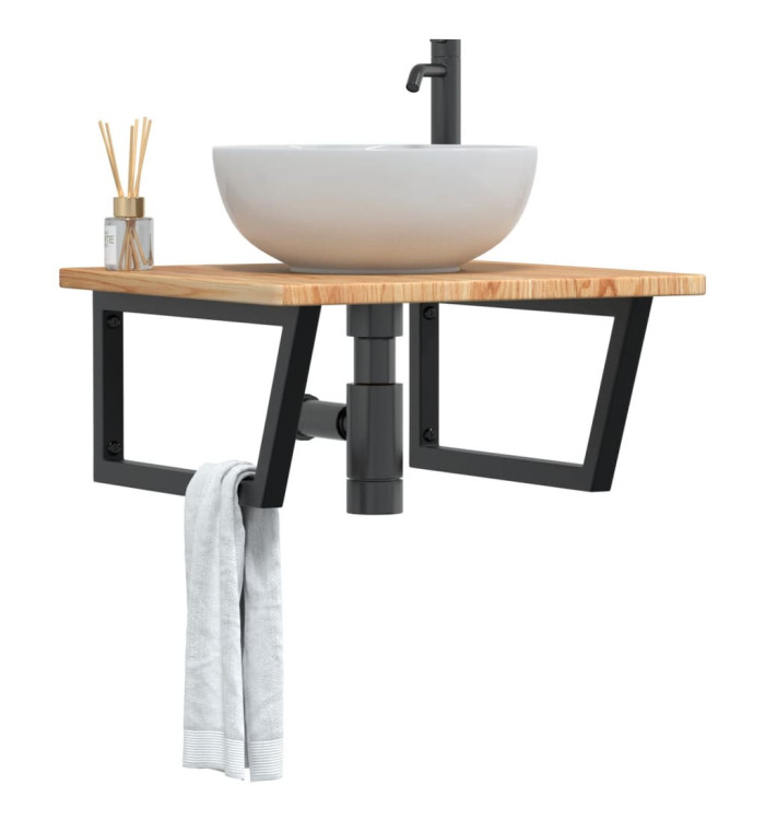 Étagère de vasque murale acier et bois de chêne massif | Mobilier & Déco