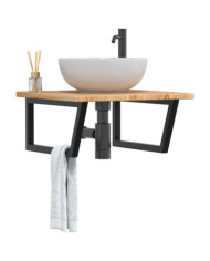 Étagère de vasque murale acier et bois de chêne massif | Mobilier & Déco