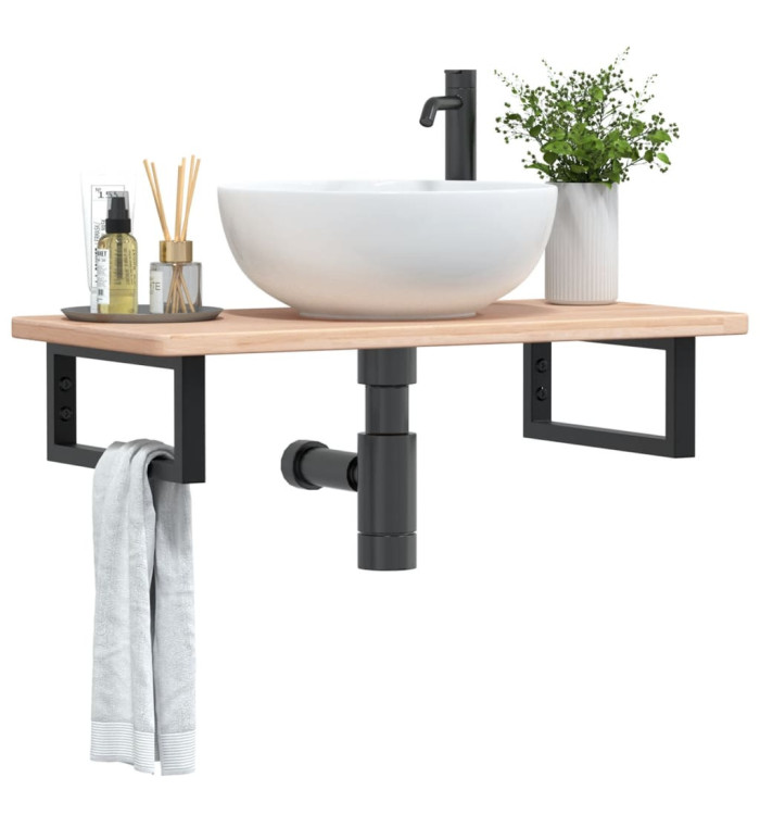 Étagère de vasque murale acier et bois de chêne massif | Mobilier & Déco