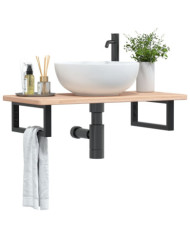 Étagère de vasque murale acier et bois de chêne massif | Mobilier & Déco