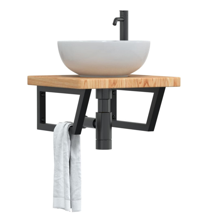 Étagère de vasque murale acier et bois de chêne massif | Mobilier & Déco
