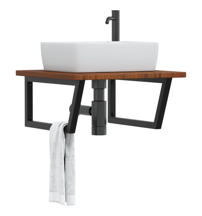 Étagère de vasque murale acier et bois de chêne massif | Mobilier & Déco