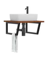 Étagère de vasque murale acier et bois de chêne massif | Mobilier & Déco