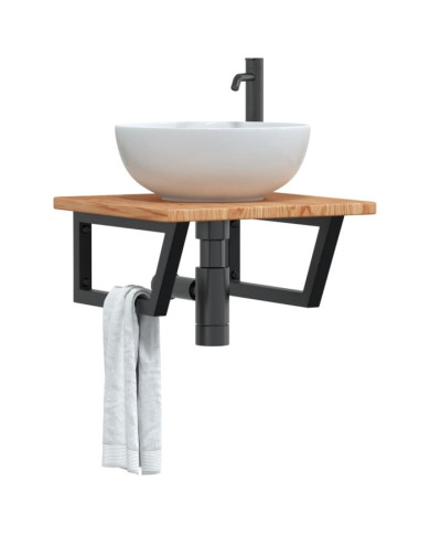 Étagère de vasque murale acier et bois de chêne massif | Mobilier & Déco
