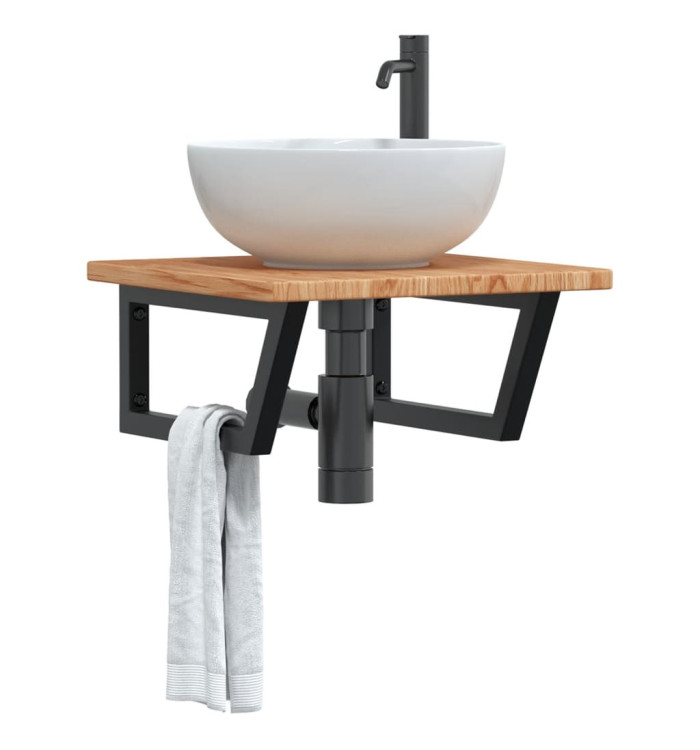 Étagère de vasque murale acier et bois de chêne massif | Mobilier & Déco