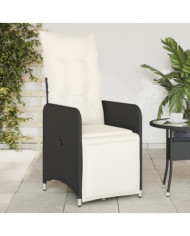 Chaise inclinable de jardin avec coussins noir résine tressée | Mobilier & Déco