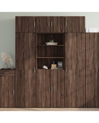 Buffet haut chêne marron 70x42,5x185 cm bois d'ingénierie | Mobilier & Déco