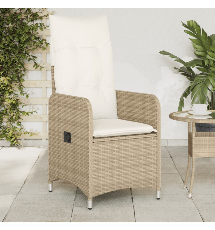 Chaises inclinables de jardin lot de 2 et coussins beige rotin | Mobilier & Déco