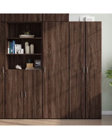 Buffet haut chêne marron 50x42,5x185 cm bois d'ingénierie | Mobilier & Déco