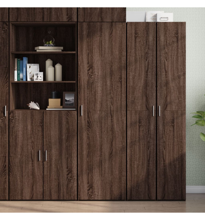 Buffet haut chêne marron 50x42,5x185 cm bois d'ingénierie | Mobilier & Déco