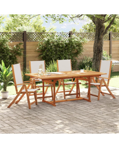 Chaises pliables de jardin lot de 4 bois d'acacia et textilène | Mobilier & Déco