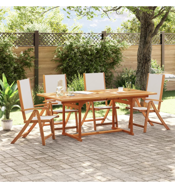 Chaises pliables de jardin lot de 4 bois d'acacia et textilène | Mobilier & Déco