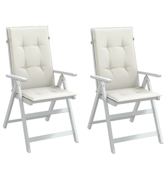 Coussins de chaise à dossier haut lot de 2 crème mélangé tissu | Mobilier & Déco