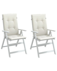 Coussins de chaise à dossier haut lot de 2 crème mélangé tissu | Mobilier & Déco