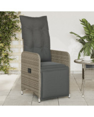 Chaise inclinable de jardin avec coussins gris résine tressée | Mobilier & Déco