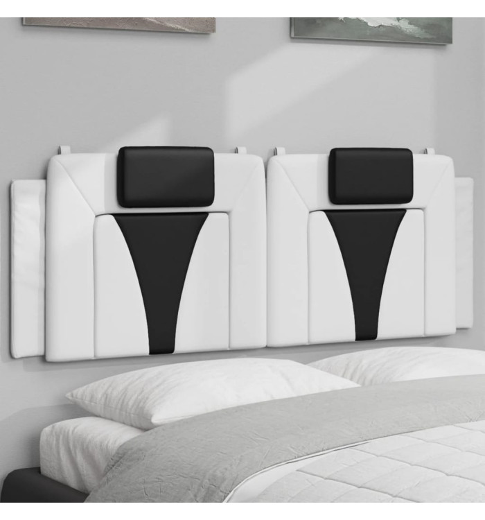 Coussin de tête de lit blanc et noir 140 cm similicuir | Mobilier & Déco