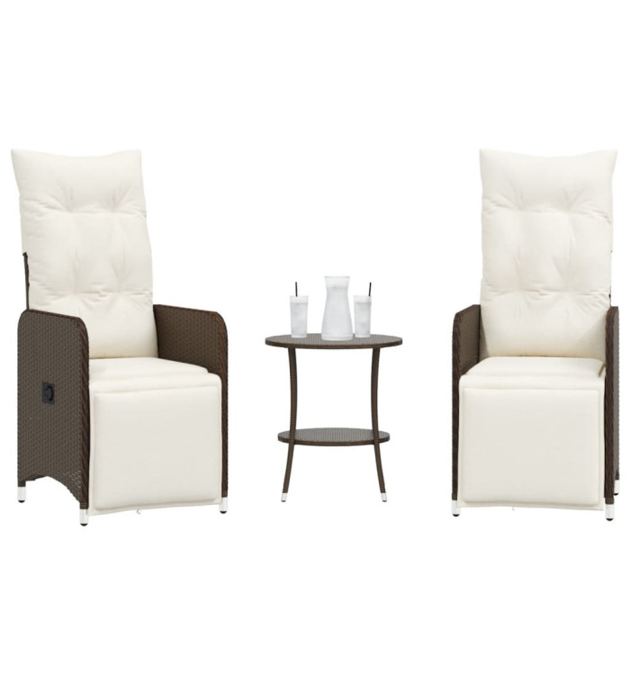 Chaises de jardin inclinables lot de 2 et table résine tressée | Mobilier & Déco