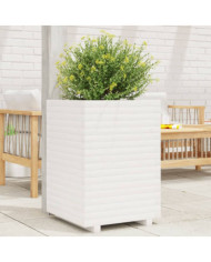 Jardinière blanc 50x50x72 cm bois de pin massif | Mobilier & Déco
