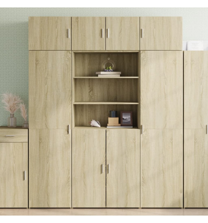 Buffet haut chêne sonoma 80x42,5x185 cm bois d'ingénierie | Mobilier & Déco