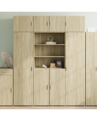 Buffet haut chêne sonoma 80x42,5x185 cm bois d'ingénierie | Mobilier & Déco
