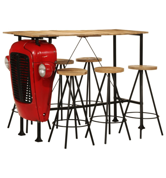 Ensemble de bar 7 pcs bois de manguier massif | Mobilier & Déco