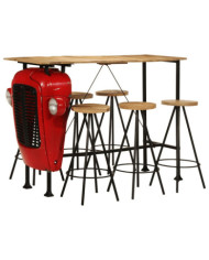 Ensemble de bar 7 pcs bois de manguier massif | Mobilier & Déco
