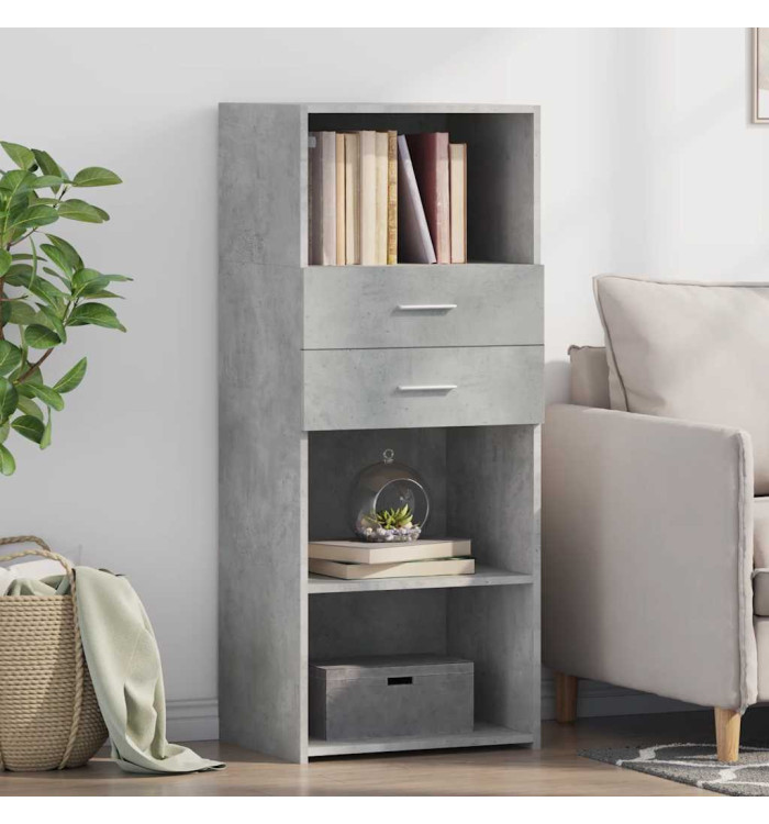 Buffet haut gris béton 50x42,5x124 cm bois d'ingénierie | Mobilier & Déco