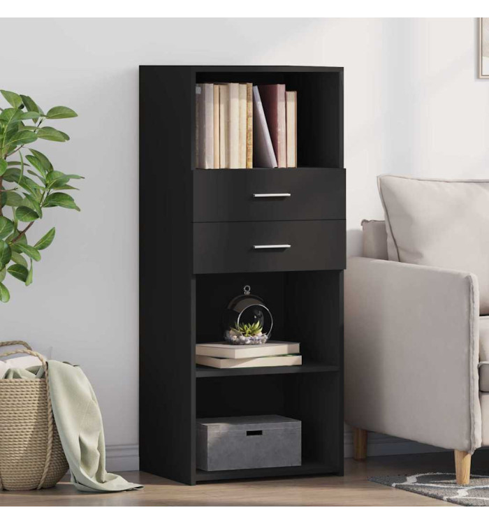 Buffet haut noir 50x42,5x124 cm bois d'ingénierie | Mobilier & Déco