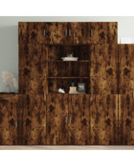 Buffet haut chêne fumé 80x42,5x185 cm bois d'ingénierie | Mobilier & Déco