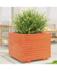 Jardinière cire marron 60x60x49,5 cm bois de pin massif | Mobilier & Déco