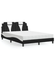 Lit avec matelas noir et blanc 140x200 cm similicuir | Mobilier & Déco