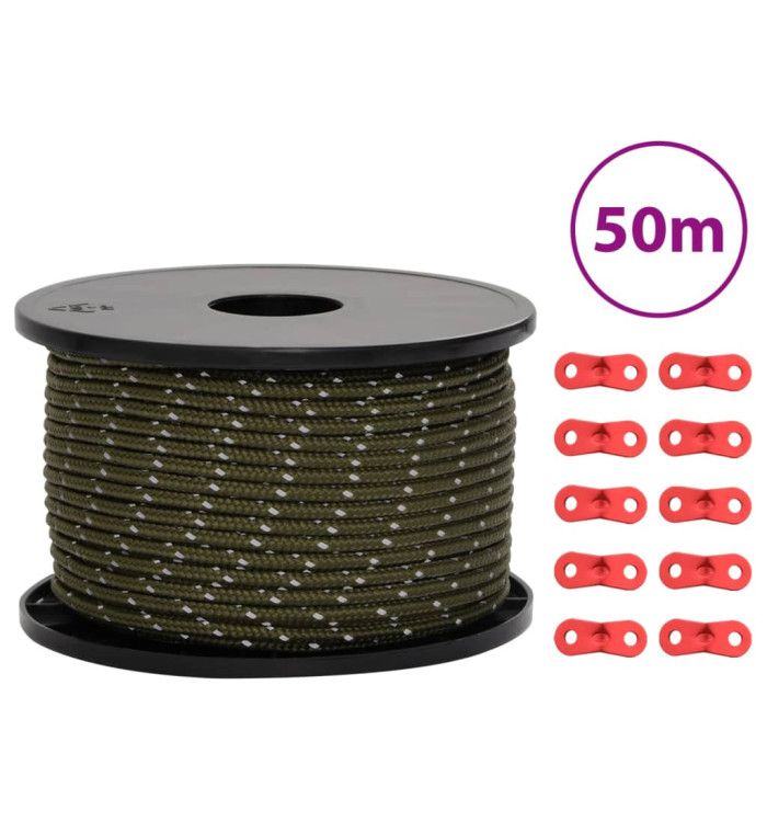 Corde de haubanage de tente avec bandes réfléchissantes et clés | Mobilier & Déco