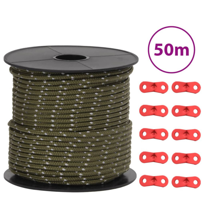 Corde de haubanage de tente avec bandes réfléchissantes et clés | Mobilier & Déco