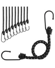 Cordes élastiques avec bandes réfléchissantes et crochets 10pcs | Mobilier & Déco