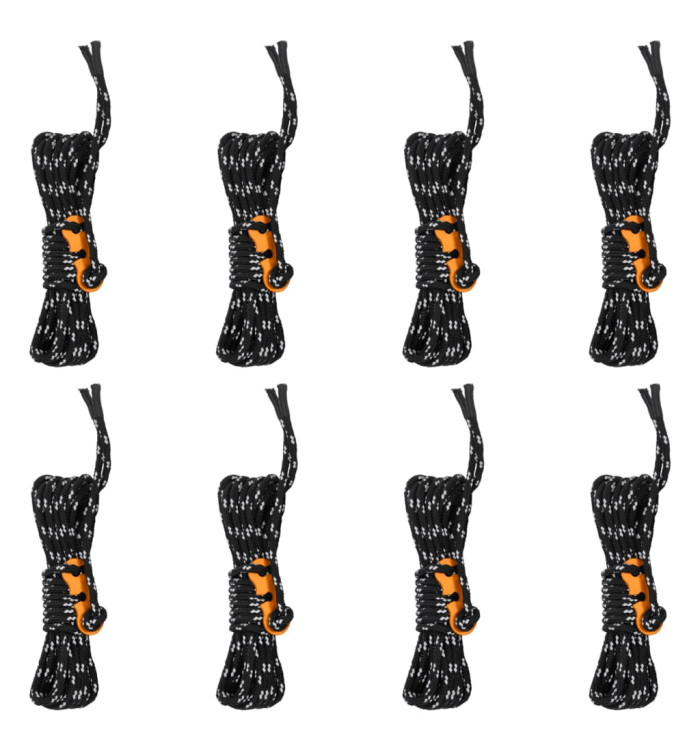 Cordes de haubanage avec clés réfléchissantes 8 pcs 4 m 4 mm | Mobilier & Déco