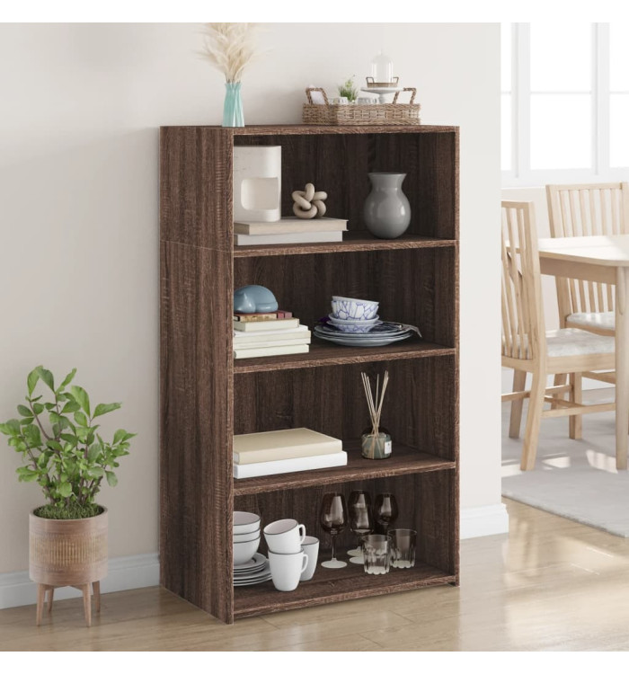 Buffet haut chêne marron 70x41x124 cm bois d'ingénierie | Mobilier & Déco