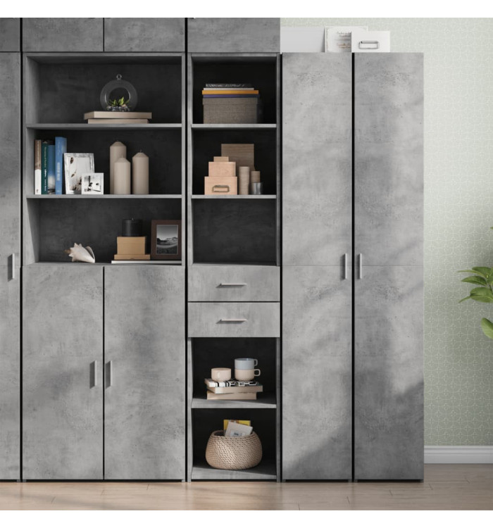 Buffet haut gris béton 40x42,5x185 cm bois d'ingénierie | Mobilier & Déco