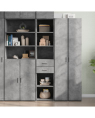 Buffet haut gris béton 40x42,5x185 cm bois d'ingénierie | Mobilier & Déco