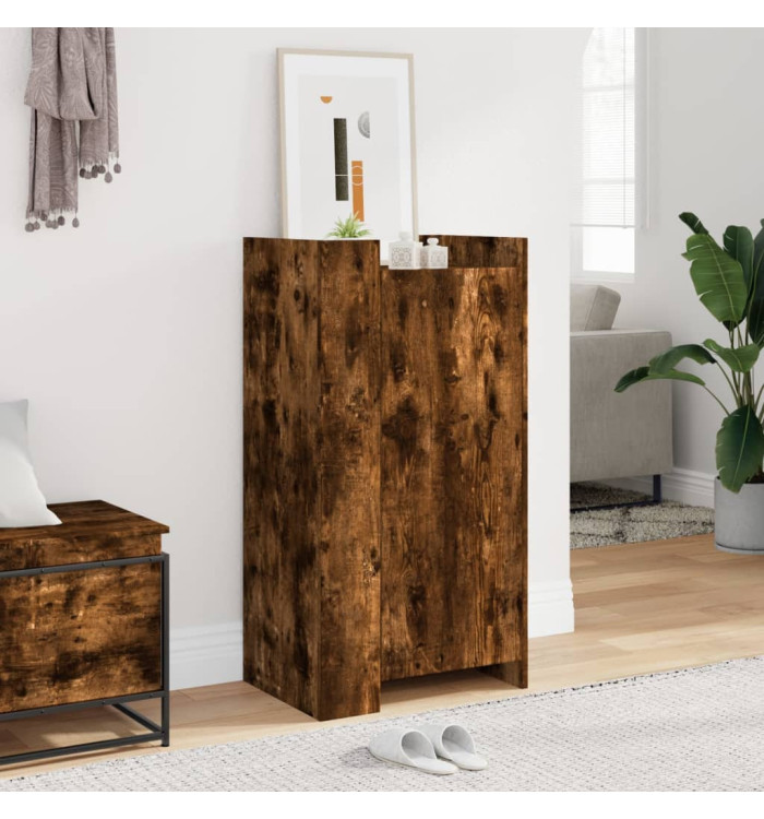 Armoire à chaussures chêne fumé 52x37,5x100cm bois d'ingénierie | Mobilier & Déco