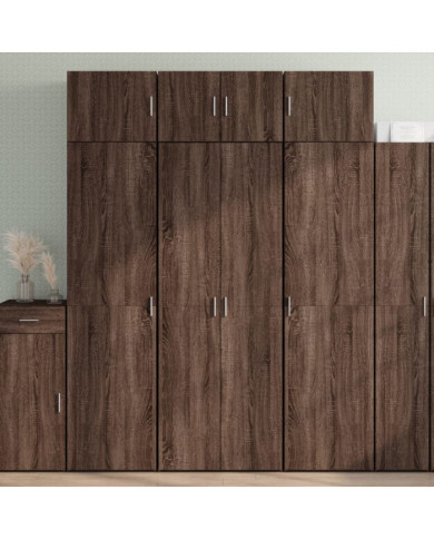 Buffet haut chêne marron 70x42,5x185 cm bois d'ingénierie | Mobilier & Déco