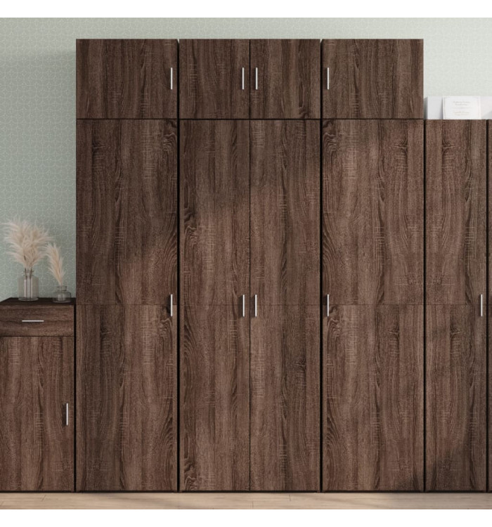 Buffet haut chêne marron 70x42,5x185 cm bois d'ingénierie | Mobilier & Déco