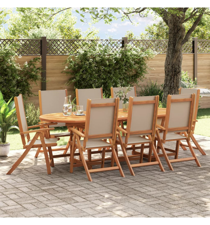 Chaises pliables de jardin lot de 8 bois d'acacia et textilène | Mobilier & Déco