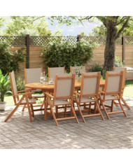 Chaises pliables de jardin lot de 8 bois d'acacia et textilène | Mobilier & Déco