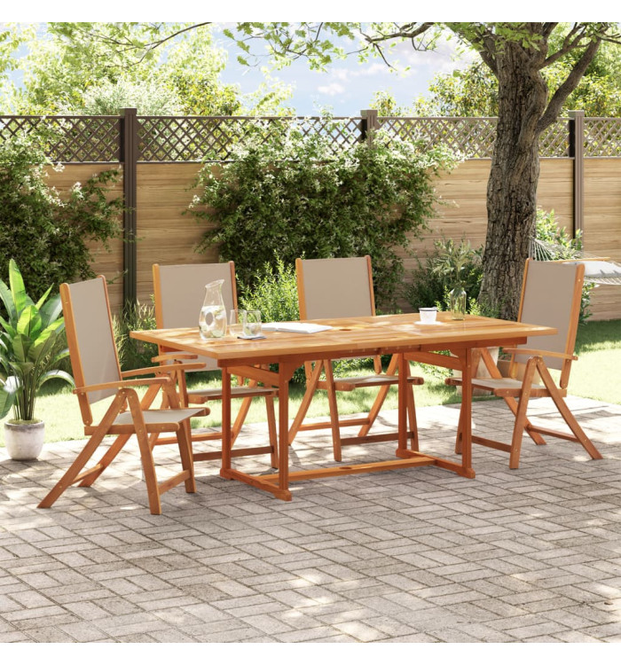 Chaises pliables de jardin lot de 4 bois d'acacia et textilène | Mobilier & Déco