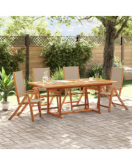 Chaises pliables de jardin lot de 4 bois d'acacia et textilène | Mobilier & Déco
