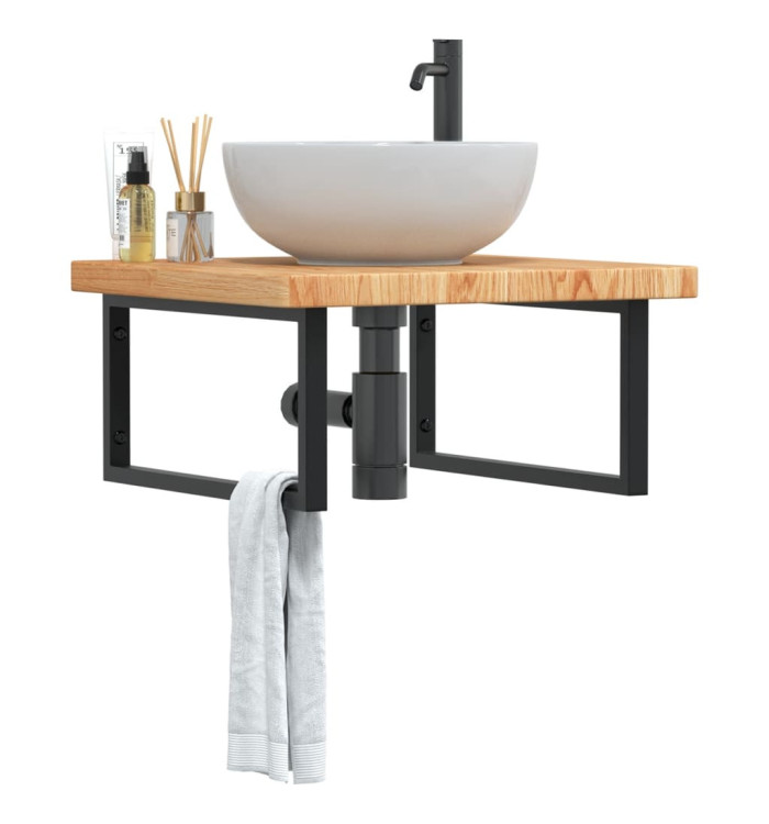 Étagère de vasque murale acier et bois de chêne massif | Mobilier & Déco