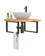 Étagère de vasque murale acier et bois de chêne massif | Mobilier & Déco